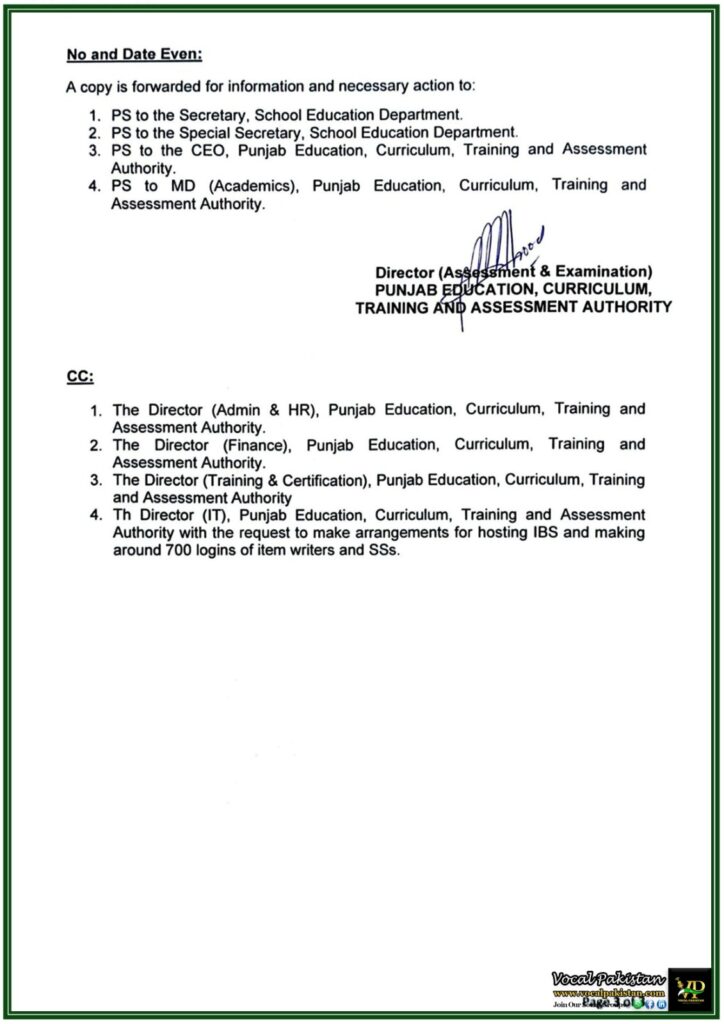 Punjab Selection and Training of Teachers for SBA Item Development Announced–PECTAA Notification