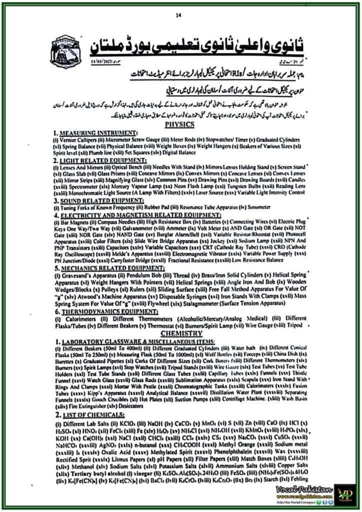 Science Lab Equipment Shortage in Schools – DPI South Punjab Issues Strict Compliance Notification