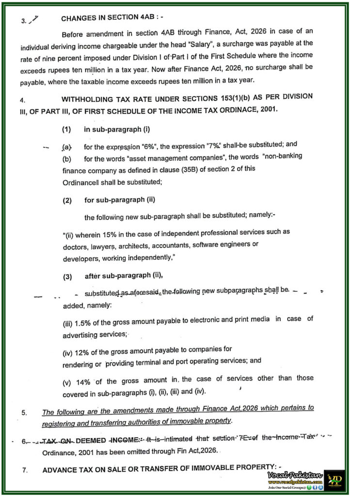 FBR Salary Tax Slab 2026 Official Budgetary Changes Notification