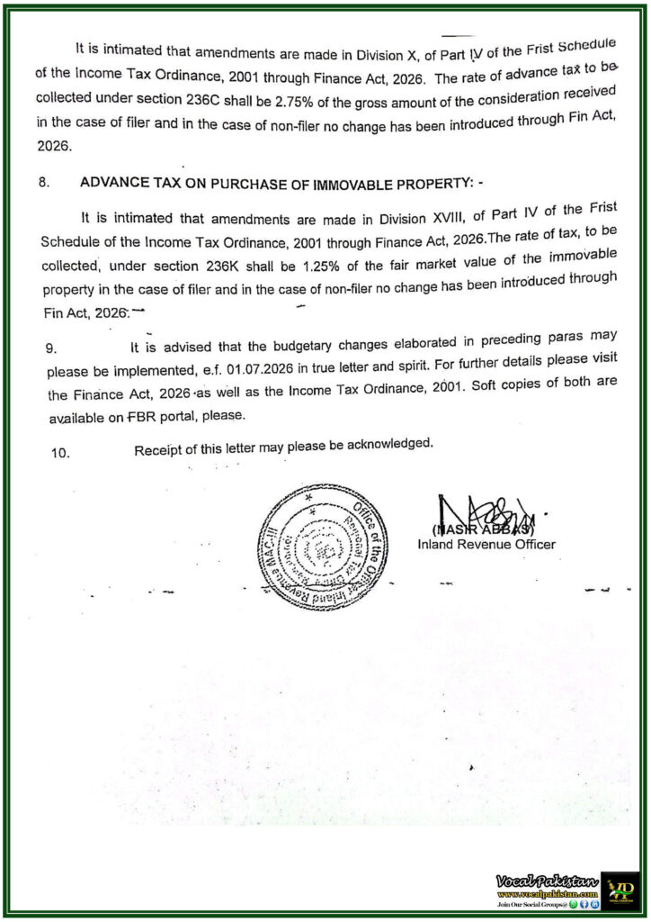 FBR Salary Tax Slab 2026 Official Budgetary Changes Notification