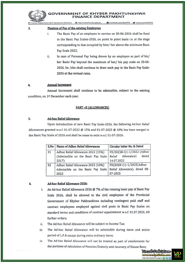 KPK Basic Pay Scales & Allowances Revision 2026 Official Salary Chart & Revised Rules-Notification