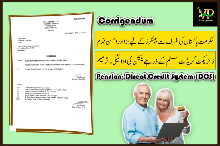 Corrigendum - Pension Payment through Direct Credit System