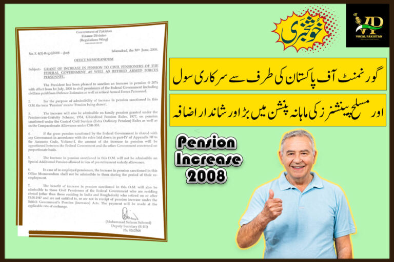 Grant Of Increase In Pension To Civil Pensioners Of The Federal Government As Well As Retired Armed Forces Personnel-2008