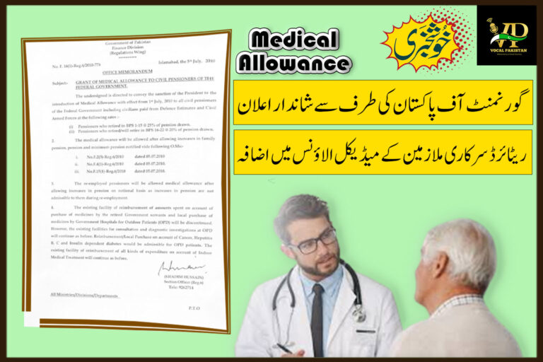 Grant Of Medical Allowance To Civil Pensioners Of The Federal Government