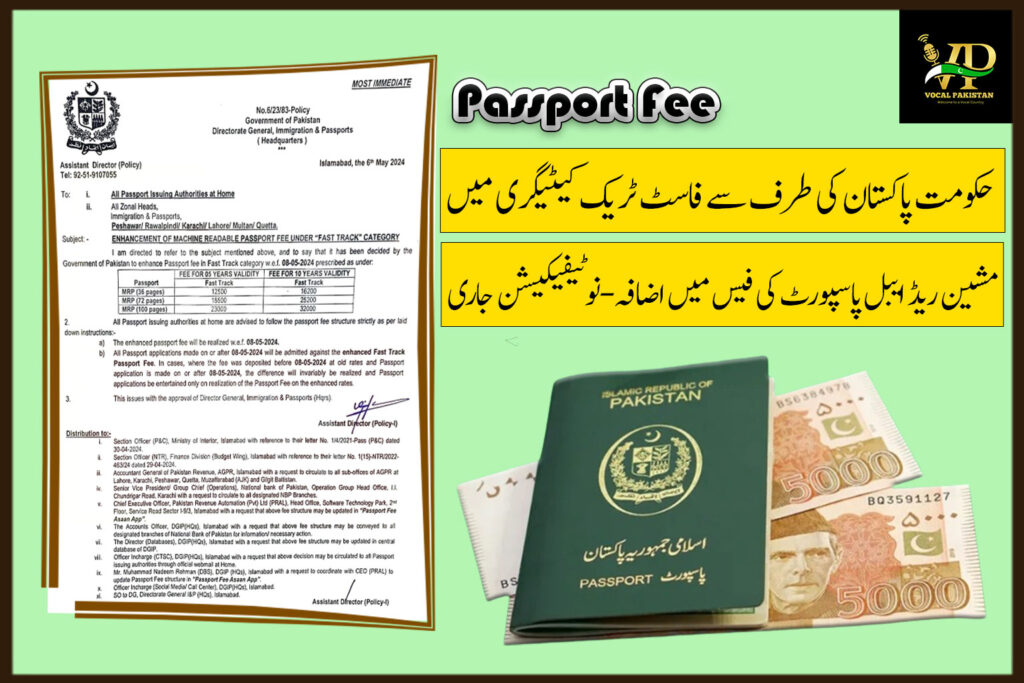 Notification-Enhancement Of Machine Readable Passport Fee Under Fast Track Category