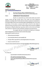 Notification-Observed 09 May as Black Day By Chief Executive Officer (DEA), Gujranwala