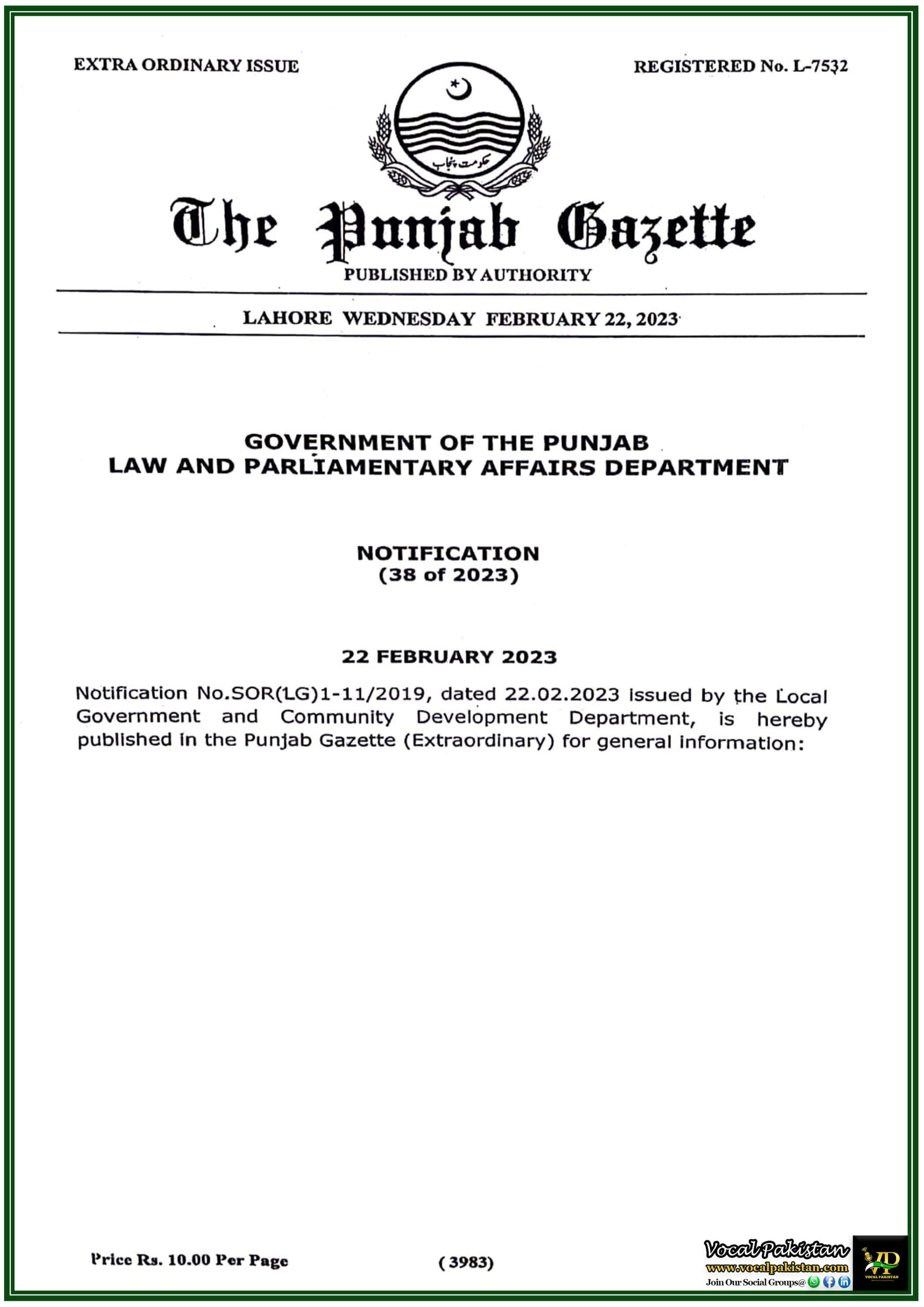Governor Punjab Holds Key Local Government Notification In Abeyance Until New Government Takes Office