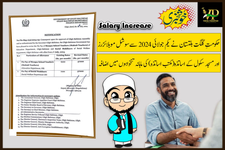 Gilgit Baltistan Government Approves Major Salary Increase for Education and Social Welfare Staff-Notification