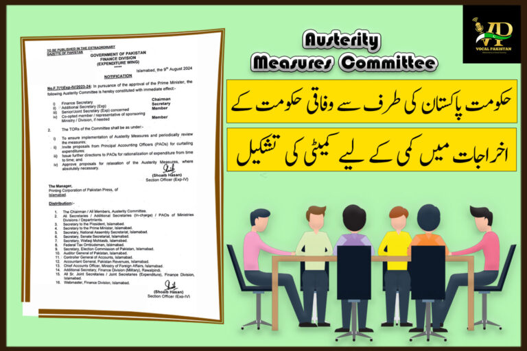 Finance Division Pakistan Constitutes Austerity Committee A Strategic Move to Rein in Public Spending-Notification