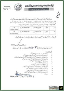 Government of Azad Kashmir Revises School Hours for Different Seasons Official Notification Released