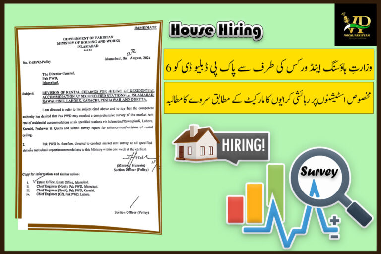 House Hiring Increase Updated Ministry of Housing Orders Urgent Review of Rental Ceiling through conducting Market Survey-Notification