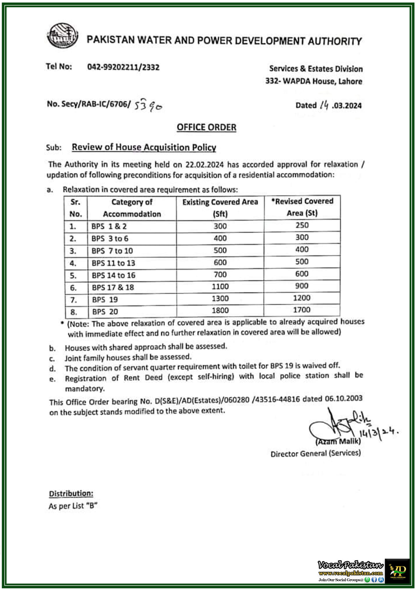Waheed Rind Wapda WAPDA Revises House Acquisition Policy: Key Relaxations in Covered Area ...