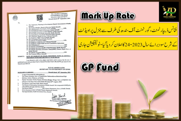 Sindh Finance Department Reveals New Provident Fund Mark-Up for 2023-24-Notification