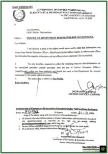 Immediate Collection of Pending Data Regarding Appointments During Interim Government – Notification