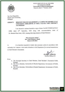 Government of Sindh: Proposal for New Shaikh Ayaz University Campus at Thul, Jacobabad - Notification