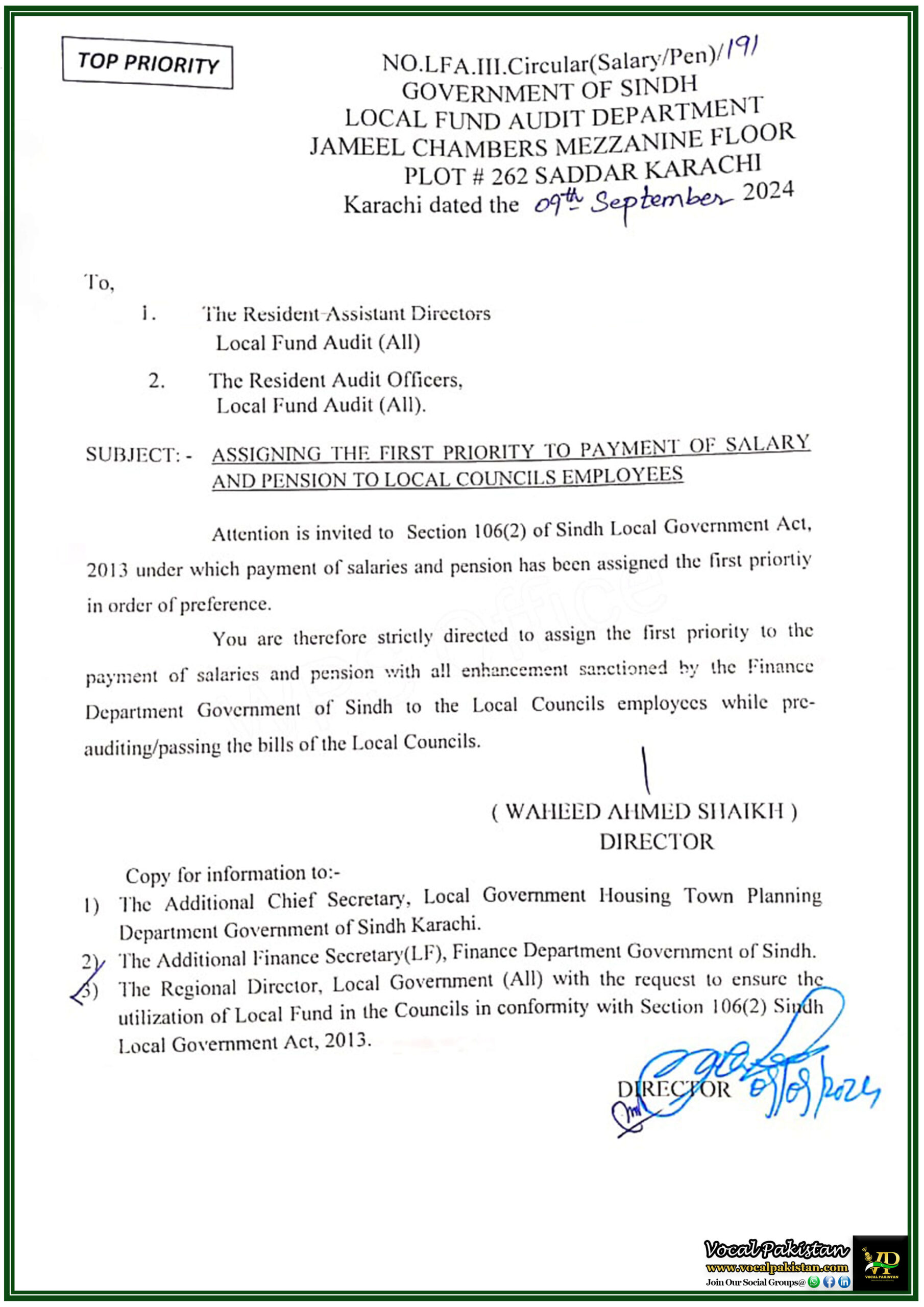 Sindh 2 Sindh Government Prioritizes Salary and Pension Payments for Local Councils Employees– Notification