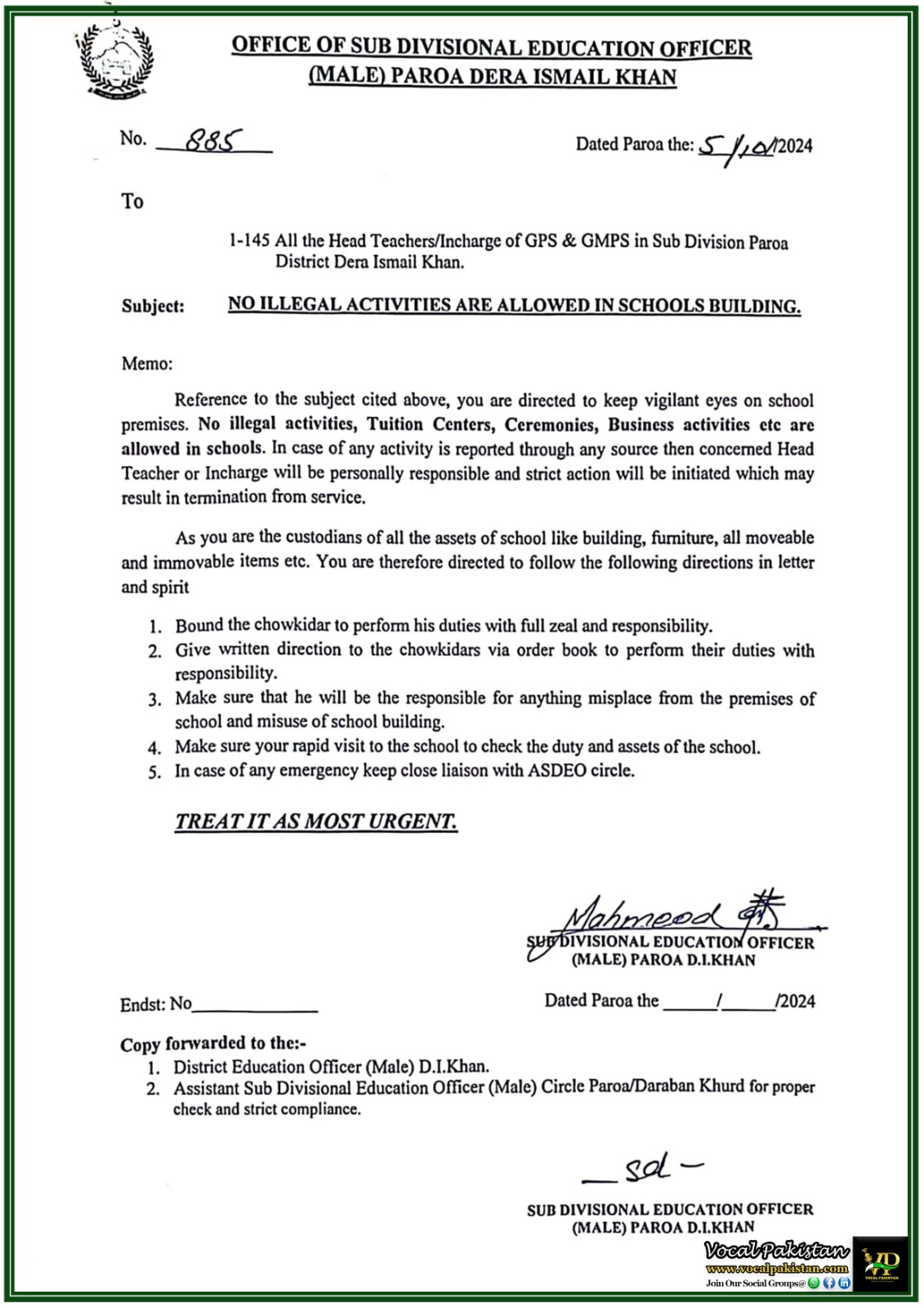 KPK 7 Strict Prohibition of Unauthorized Activities in School Premises – Urgent Notification