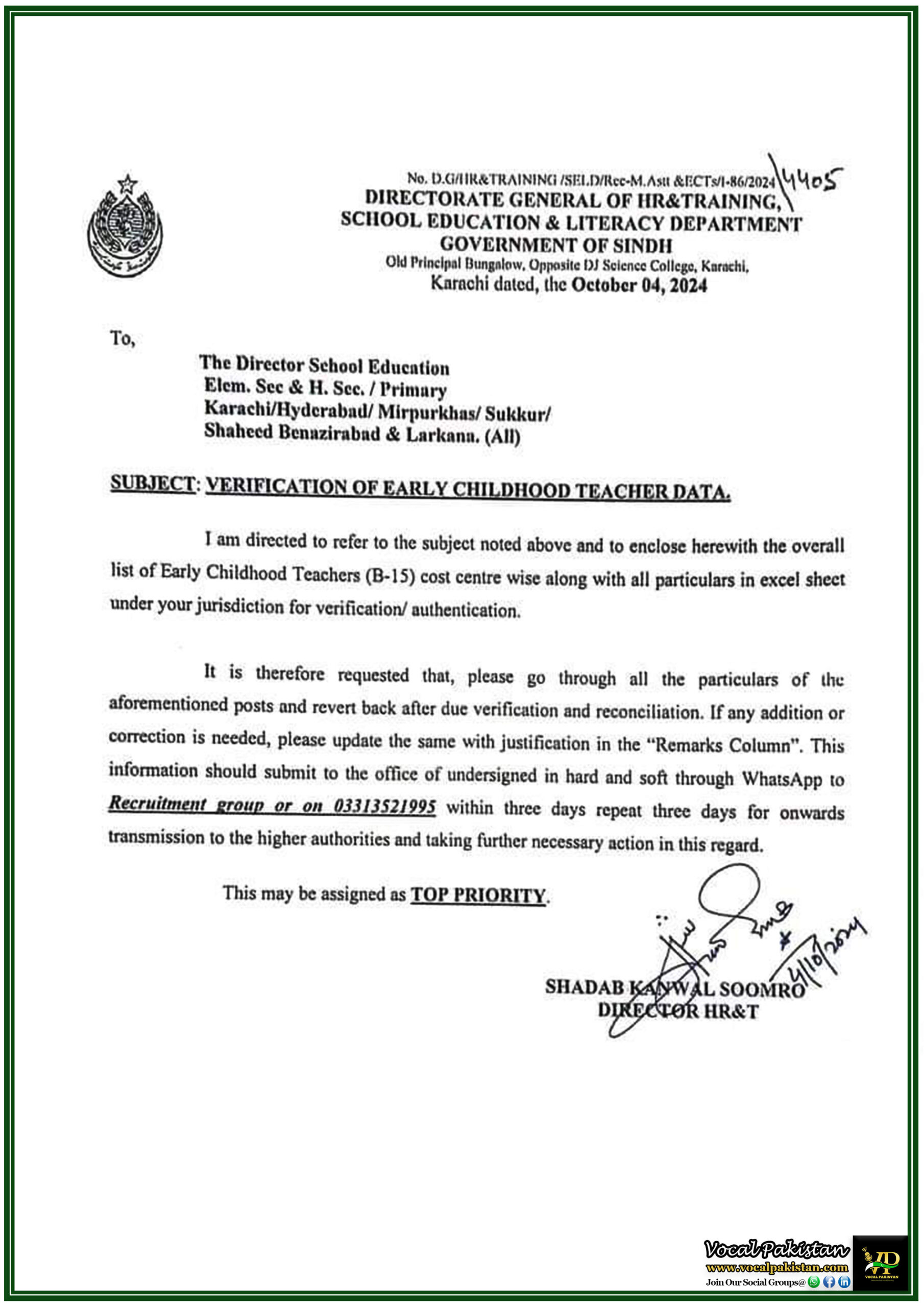 Sindh 9 VERIFICATION-OF-EARLY-CHILDHOOD-TEACHER-DATA