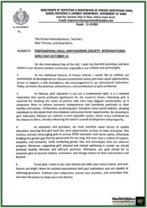 EMPOWERING GIRLS, EMPOWERING SOCIETY, INTERNATIONAL GIRLS DAY-OCTOBER 11