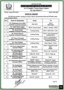 Accountant General Punjab Implements Key Administrative Changes for Improved Service Delivery–Notification