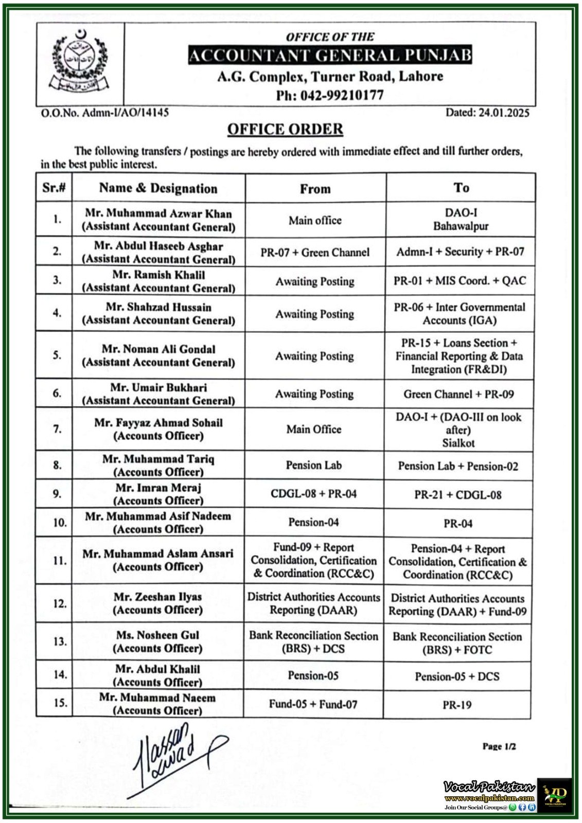 Accountant General Punjab Implements Key Administrative Changes for Improved Service Delivery–Notification