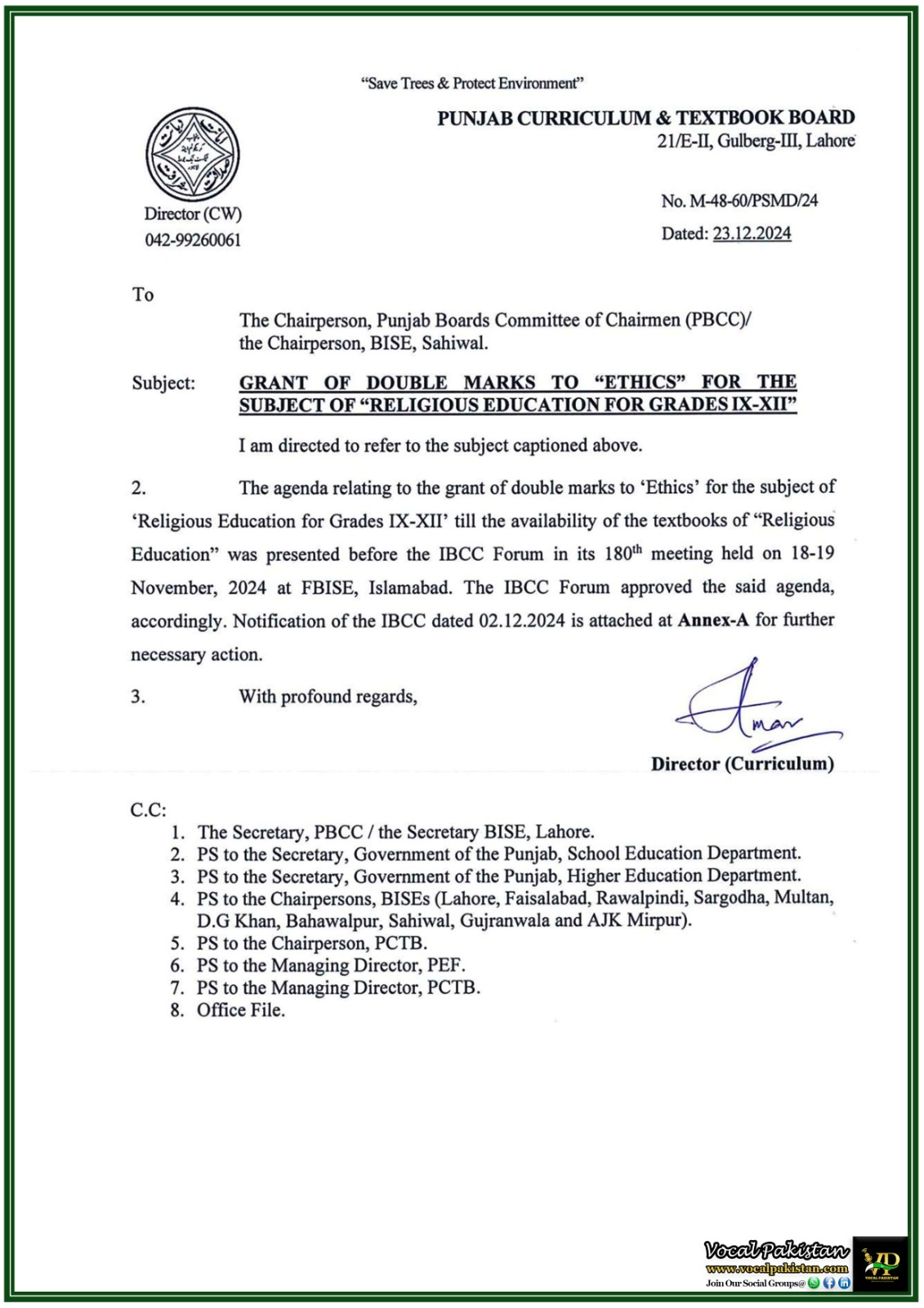 Punjab Curriculum Board Implements Interim Measure for Grades IX-XII–Notification