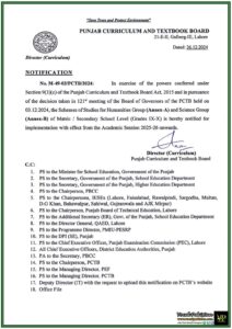 Punjab Curriculum and Textbook Board Announces Updates to Schemes of Studies for Humanities and Science–Notification