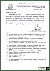 Punjab Curriculum and Textbook Board (PCTB) Introduces Matric-Tech Schemes of Studies in Health, Agriculture, and Fashion–Notification