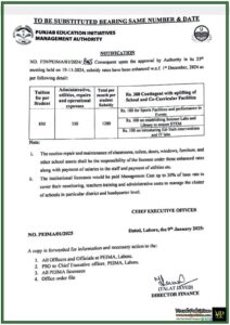 Punjab Education Initiatives Management Authority (PEIMA) Enhances Subsidy Rates for Punjab Schools Comprehensive Notification Issued