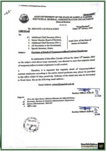 S&GAD Azad Jammu & Kashmir Government Issues Reminder on Workforce Data Submission Compliance–Notification