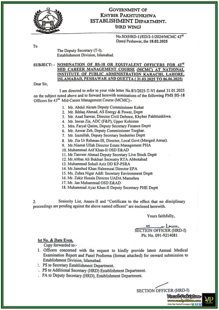ESTABLISHMENT ADMINISTRATION DEPARMENT KHYBER PAKHTUNKHWA visual data 5