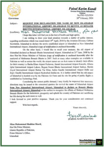 Governor Khyber Pakhtunkhwa Requests Revival of Benazir Bhutto International Airport Name–Complete Details