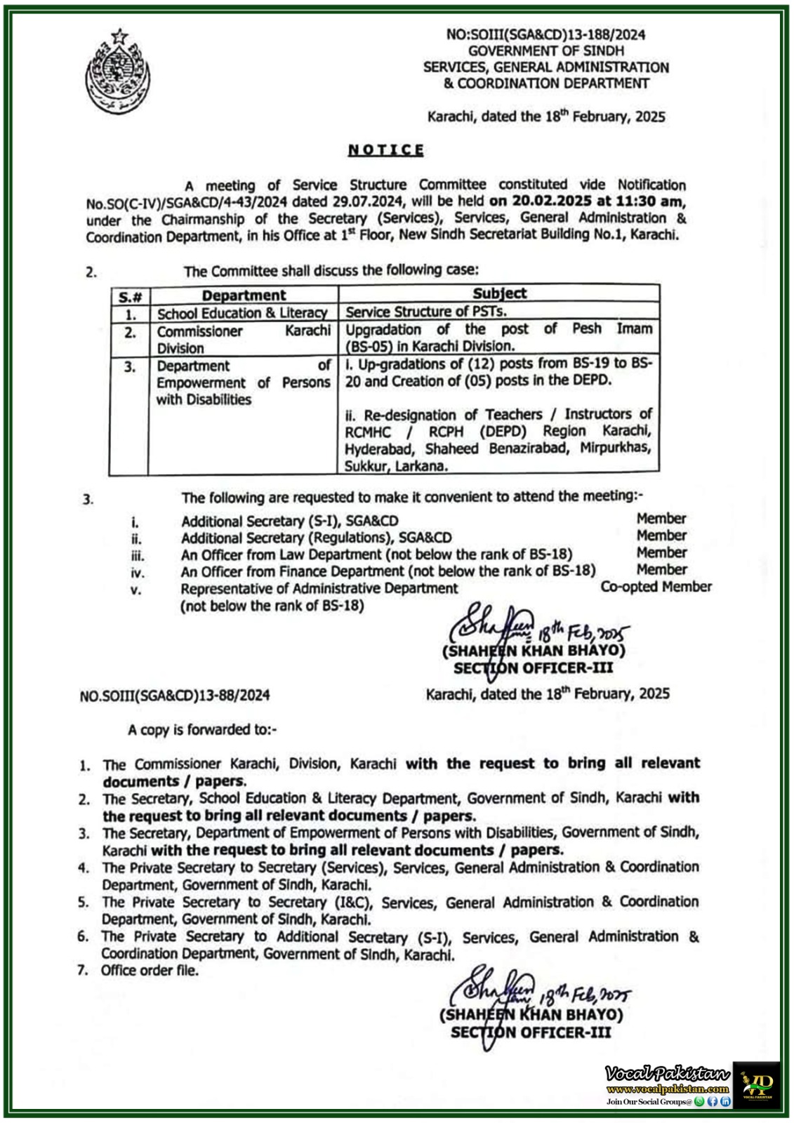 Sindh 4 Important Meeting on Upgradation of Teaching & Administration Posts in Sindh–Notification Issued