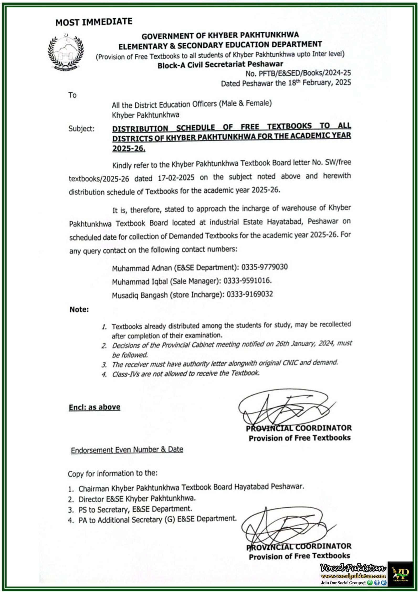 Khyber Pakhtunkhwa Government to Provide Free Textbooks for All Students–Official Distribution Plan Released