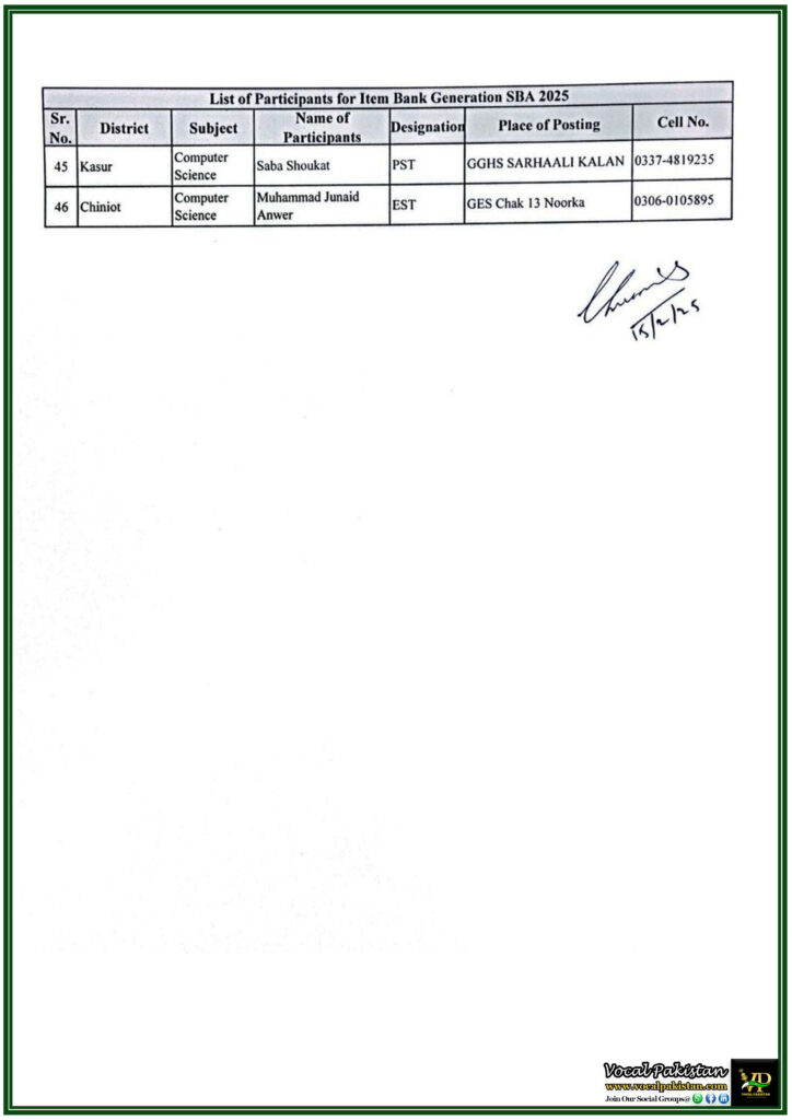 Punjab Examination Commission Announces Item Bank Generation Workshop–Official Notification Inside