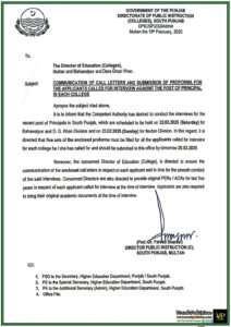 Punjab Government Announces Interview Schedule for College Principals–Key Details Inside