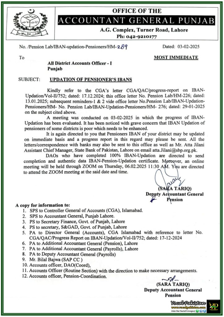 Punjab Pensioners Must Update IBANs Immediately –Latest Notification from AG Punjab 6 Punjab Pensioners Must Update IBANs Immediately –Latest Notification from AG Punjab