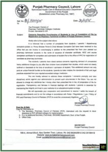 Punjab Pharmacy Council Warns Colleges Against Overcharging Students–Official Notification