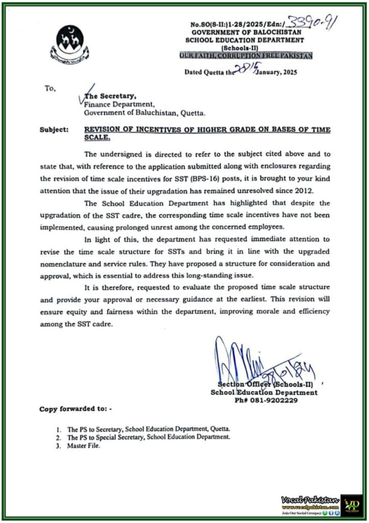 School Education Department Balochistan Seeks Finance Department Nod on SST Time Scale Upgrade–Notification 2 School Education Department Balochistan Seeks Finance Department Nod on SST Time Scale Upgrade–Notification