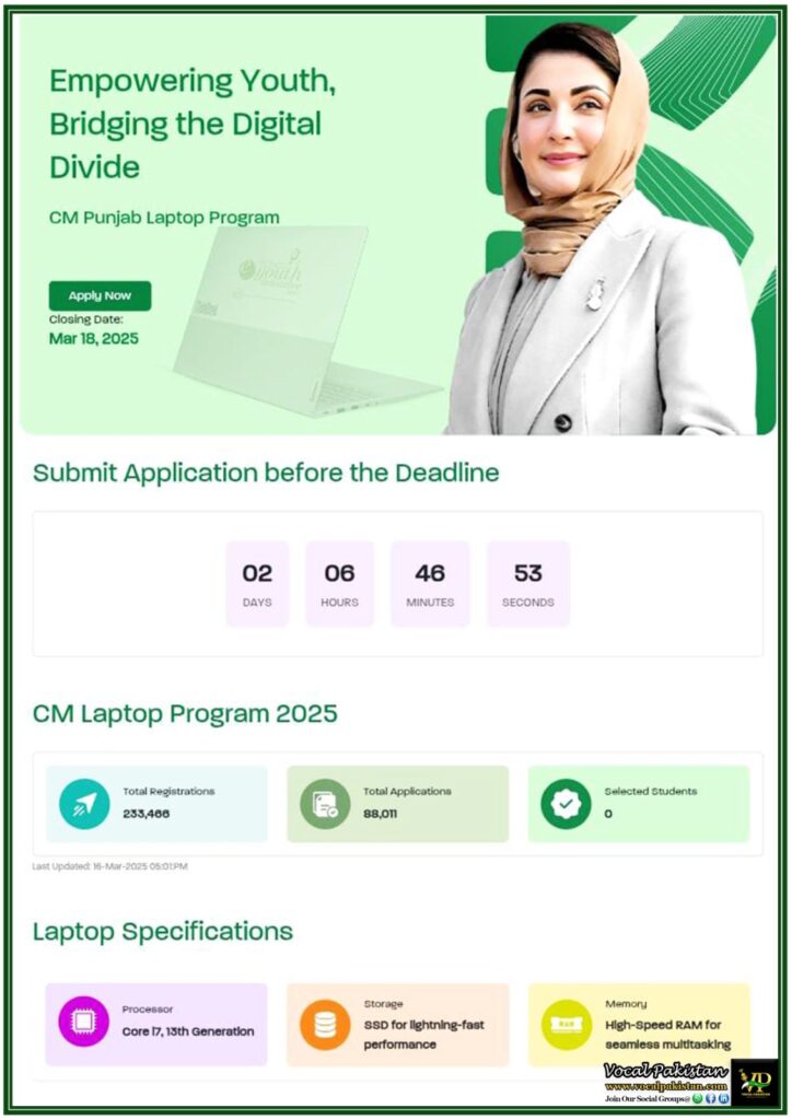 CM Punjab Launches Laptop Scheme 2025–Eligibility, Apply Online & Deadline