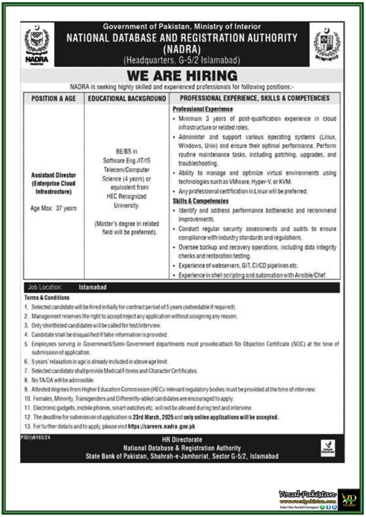 Exciting NADRA Job Openings–Apply for Assistant Director Position 10 Exciting NADRA Job Openings–Apply for Assistant Director Position