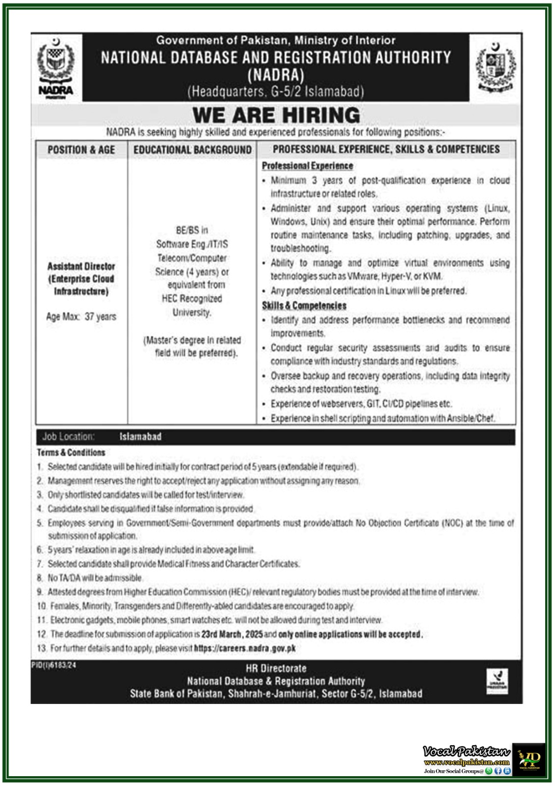 SPSC Jobs 10 Exciting NADRA Job Openings–Apply for Assistant Director Position