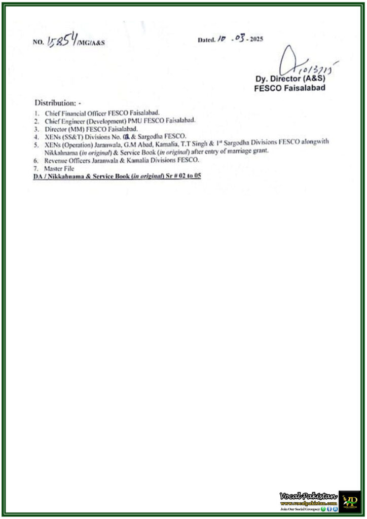 FESCO Issues Welfare Fund Marriage Grant Approval–Notification