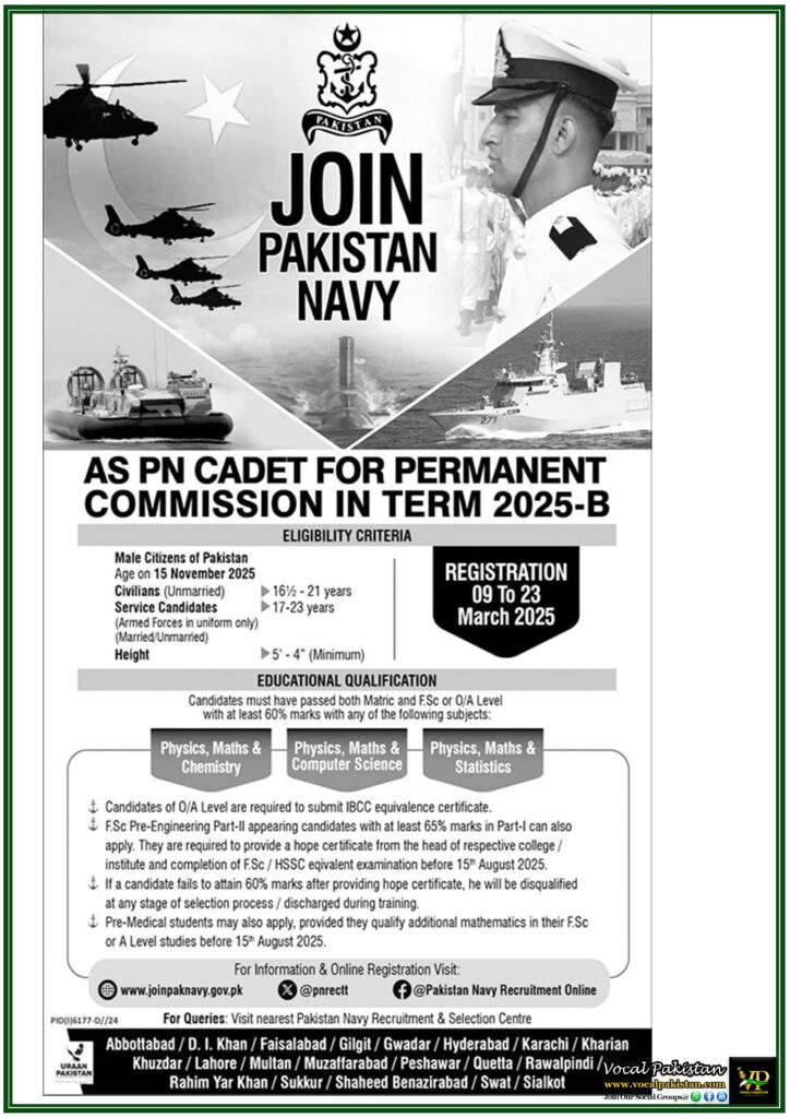 Join Pakistan Navy–Exciting Career Opportunity in Government Jobs 2025