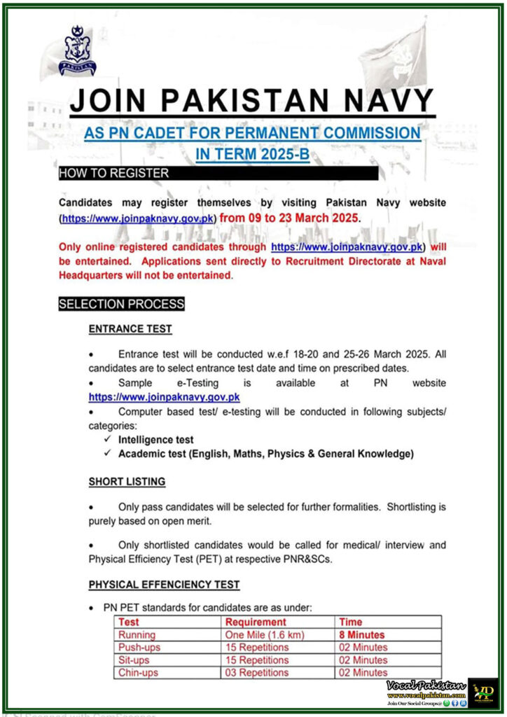 Join Pakistan Navy–Exciting Career Opportunity in Government Jobs 2025
