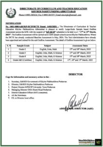 Khyber Pakhtunkhwa Government Announces Large-Scale Endline Assessment 2025 for 2200 Schools–Official Notification