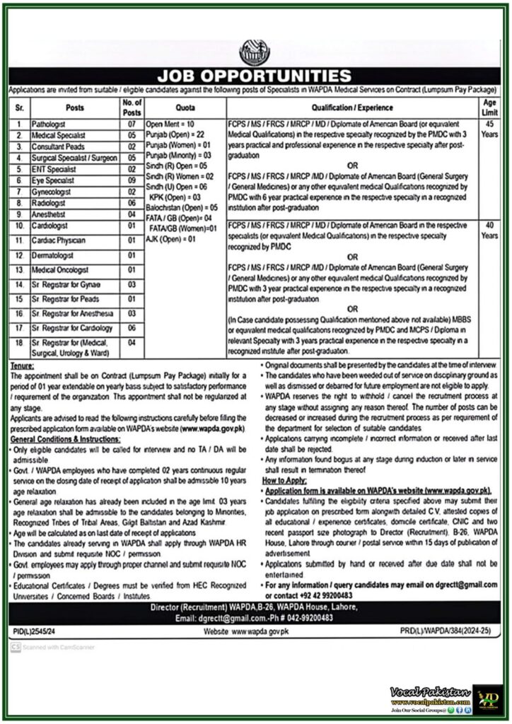 Latest WAPDA Medical Services Job Openings–Apply Now