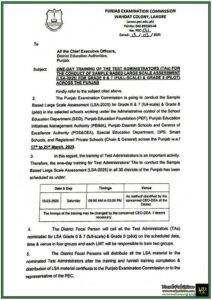 Punjab Examination Commission Announces One-Day Training for Large Scale Assessment (LSA-2025) Test Administrators–Official Notification