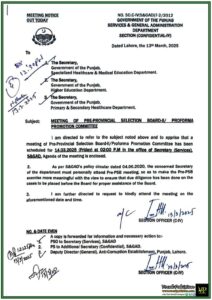 Punjab Government Announces Pre-Provincial Selection Board-II Meeting–Official Notification
