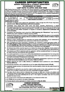 1237 Teaching Vacancies Announced by Sindh Government–Apply Online for Junior Science Teacher Government Jobs